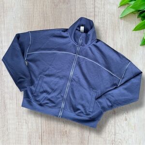 Yogalicious Zip Front Blue Cropped Sweatshirt